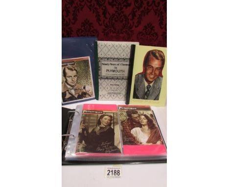 A mixed lot of movie related postcards and ephemera including singed facsimile cards of Gary Cooper, Picture Goer cover cards