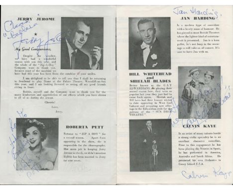 11 Signed Jerry Jerome Pier Head Sun Deck Theatre Programme From 1958. Great Signatures include Jerry Jerome, Roberta Pett, J