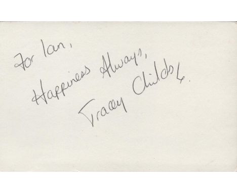 Tracey Childs signed 6x4 album page. Childs is an English actress, known for playing Lynne Howard in the 1980s drama series H