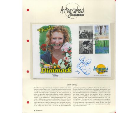 Charlie Dimmock signed Autograph Editions Official Stone and Soil FDC post marked July 2000, set on nice descriptive page. Di