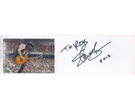 Slash lead guitarist for Guns and Roses signed 8x3 white card. Saul Hudson (born July 23, 1965), better known as Slash, is a 