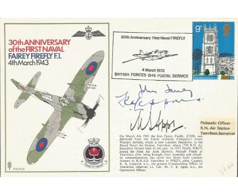 Navy Firefly official cover signed by Lt Cdr Apps, Capt K Leppard. Good Condition. All signed items come with our certificate