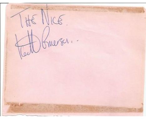 Keith Emerson signed album page. English musician and composer. He played keyboards in a number of bands before he found his 