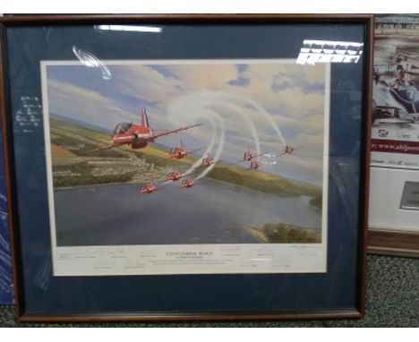 Red Arrows signed print Concorde Roll by Mark Postlethwaite and based at the Fowey Regatta in Cornwall. This is Number 100/10