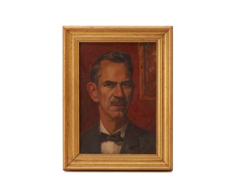 AMERICAN SCHOOL, EARLY 20TH C., PORTRAIT STUDY OF A MAN
Head and shoulders, in an evening jacket and bow tie
Oil on canvas bo