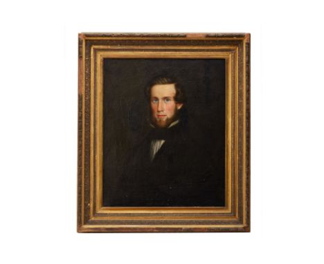 AMERICAN SCHOOL (19TH CENTURY) - PORTRAIT 0F A GENTLEMAN
Half length, in a black coat and black cravat 
Oil on canvas
75.5cm 