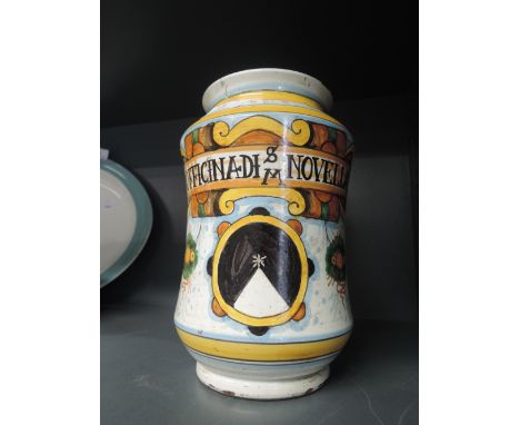 A Faience style drug jar converted to table lamp