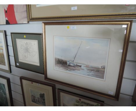 An original water colour of river estuary signed Graham