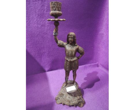 A cast iron Victorian figural candle stick by E G Zimmerman AF