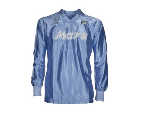 Diego Armando Maradona - S.S.C. Napoli  - Season 1988-1989 -  Home match shirt, Ennerre, long sleeves, no size indicated. Fro