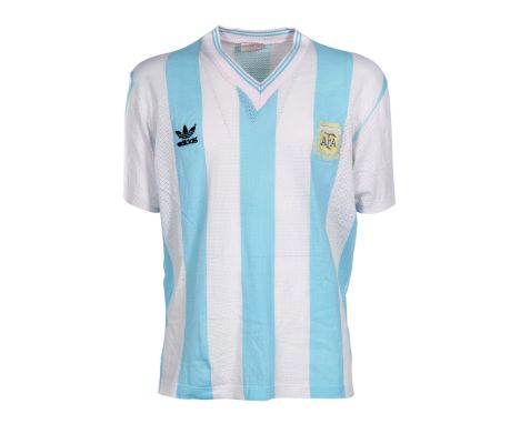 Diego Armando Maradona – Argentina National Football Team  – 1990 FIFA World Cup Italy  - Home match shirt, Adidas, perforate