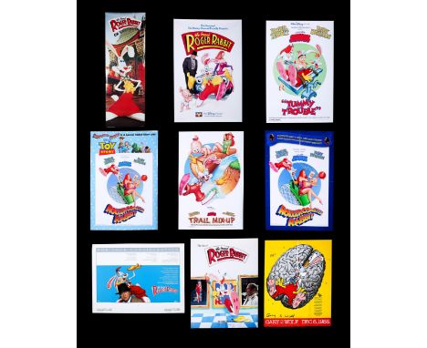 Nine US assorted posters for "Who Framed Roger Rabbit" (1988-89), including autographed Gary Wolf book signing poster, "Rolle