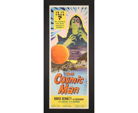 US Insert poster for "The Cosmic Man" (1959), this sci-fi film posing the eternal question as to whether aliens are watching 
