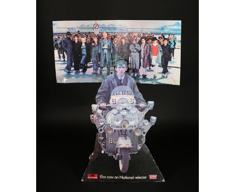 UK cardboard standee for "Quadrophenia" (1979) showing the mod "Jimmy" (Phil Daniels) on his Lambretta® scooter and the cast 