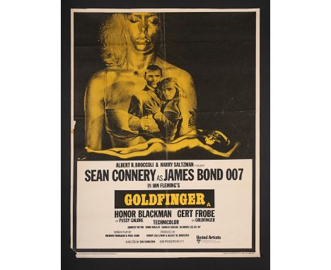 UK Quad Double-Crown poster for "Goldfinger" (1964), this being for the 1969 re-release of the film. 20" x 30" (51 x 76 cm)Co