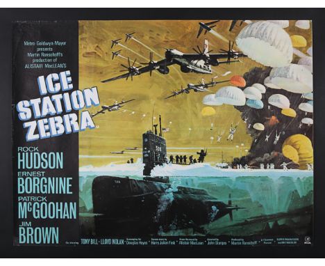 UK Quad poster for the Cold War thriller "Ice Station Zebra" (1968). Although this film was re-released several times, this i