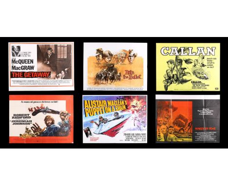 Six UK Quad posters: "Puppet On A Chain" (1972) with Chantrell illustration, "The Getaway" (1972), "Bite The Bullet" (1975) w