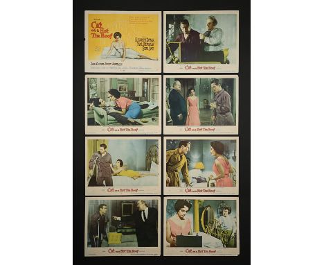 Set of eight US Lobby Cards for the drama "Cat On A Hot Tin Roof" (1958), starring Elizabeth Taylor and Paul Newman. This set