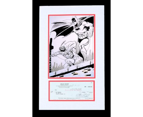 Autographed Adam West cheque for $349.31, dated "9/12/80" which has been mounted together with a copy of Infantino's well-kno