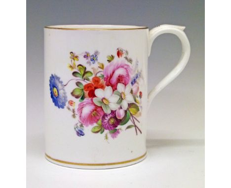 Mid 19th Century English porcelain tankard having painted foliate sprays, unmarked, 15cm high  Condition: There is wear to th