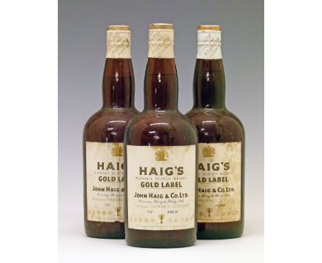 Wines & Spirits - Whisky - Three vintage bottles of Haig's Gold Label blended Scotch whisky (3)  Condition: Please see extra 
