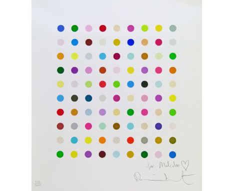 Damien Hirst (b.1965) - Signed limited edition print - Spots, No.106/500, signed and with dedication 'For Malcolm', 57cm x 50