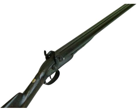 Double barrelled percussion sporting gun, Damascus twist barrels, 75cm with platinum safety plugs, engraved locks, walnut sto