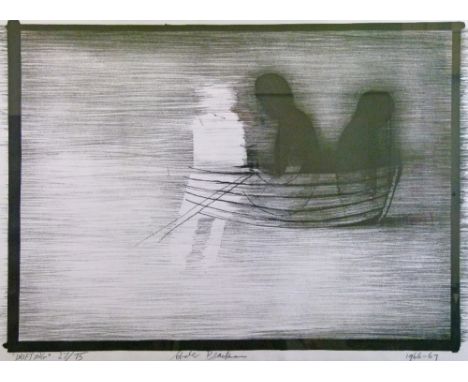 Charles Blackman (Australian b.1928) - Limited edition monochrome lithograph - Drifting, being a study of two figures in a ro