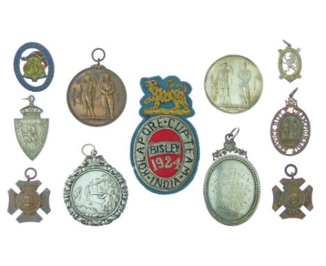 Rifle Shooting - Collection of early 20th Century mainly Scottish silver and other metal prize medallions and fobs, embroider