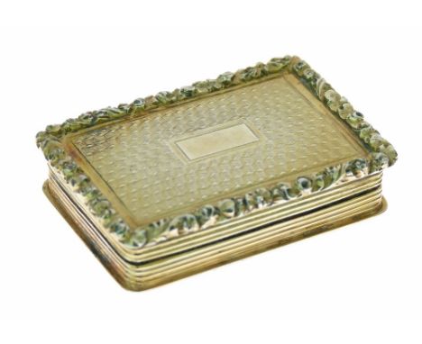 William IV silver gilt vinaigrette having engine turned decoration, the hinged cover opening to reveal an engraved and pierce