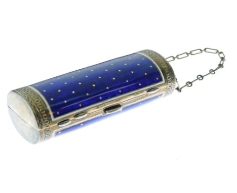 Austrian silver gilt and blue enamel Minaudiére, Austrian control marks, circa 1930, stamped 'Made in Austria' and 'Sterling'
