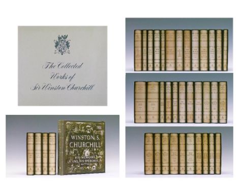 Books - Sir Winston Churchill - The Collected Works -  A limited edition set of thirty-four natural calfskin vellum bound vol
