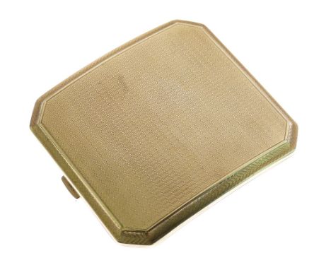 9ct gold cigarette case, Birmingham 1928, of bowed cut corner rectangular outline, with engine turned decoration, 117g gross 