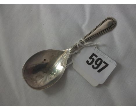 Caddy spoon with beaded handle, B’ham 1900 by WHH 14g.  