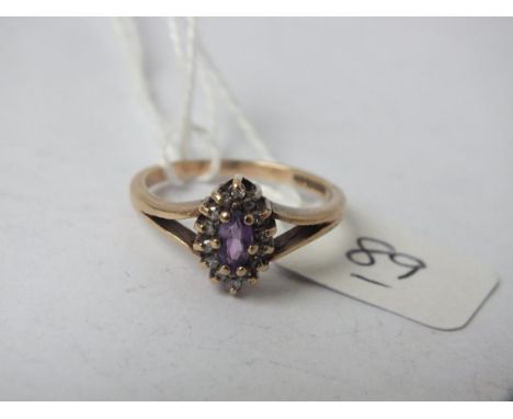 Another 9ct amethyst &amp; diamond ring  approx size N        