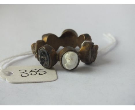 Antique lava cameo metal ring      