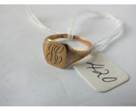 9ct signet ring approx size  M  2.1g     