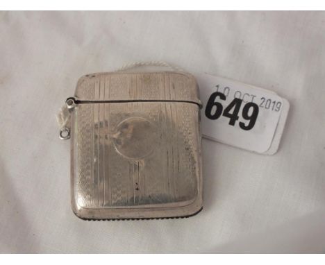 Large engine turned vesta case, 2” high B’ham 1923 28g.  