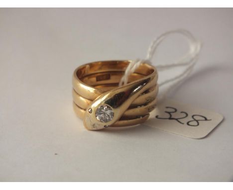 FINE QUALITY 18CT GOLD &amp; DIAMOND  wide snake ring approx size N  10.8g inc     