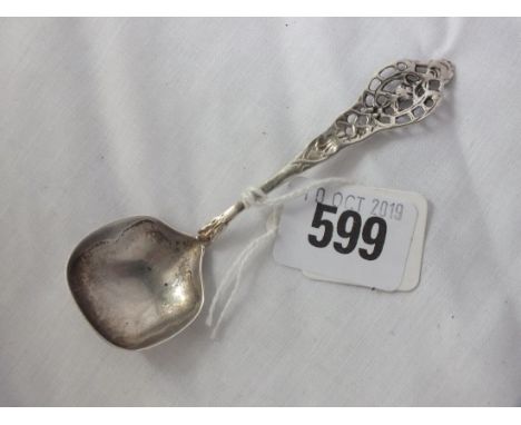 Continental long handle caddy spoon with pierced handle  