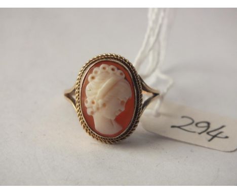 9ct cameo ring approx size N 3.3g inc     