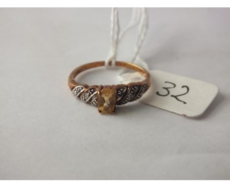 9ct fancy citrine dress ring approx size N     