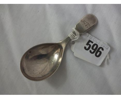 Georgian fiddle pattern caddy spoon, Lon 1828 by WE 14g.  