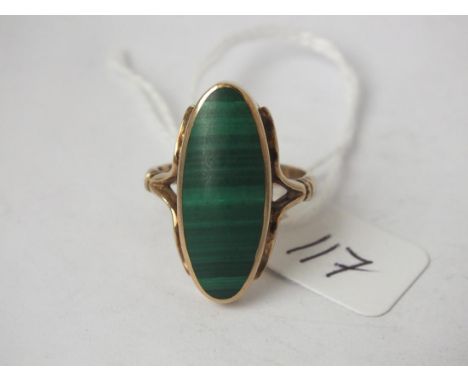 9ct Malachite dress ring approx   size O 7.2g inc        