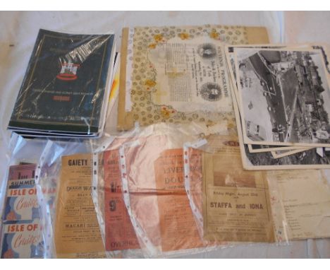 VARIOUS EPHEMERA   incl. 1939 leaflet LMS Rail &amp; Steamer Cruise Staffa and Iona plus other imilar, 4 large photos on card