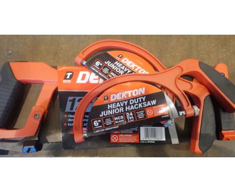 Dekton 12 inch professional hacksaw and two junior hacksaws. P&amp;P Group 2 (£18+VAT for the first lot and £3+VAT for subseq