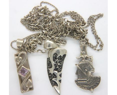 Three 925 silver pendant necklaces, combined 17g. P&amp;P Group 1 (£14+VAT for the first lot and £1+VAT for subsequent lots) 