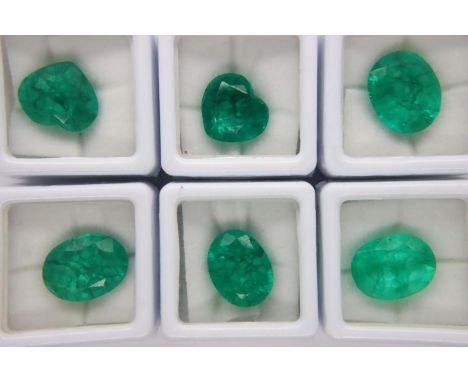 Six loose emeralds with Gemological Institute Laboratory certificates. Largest 10.60cts. P&amp;P Group 1 (£14+VAT for the fir