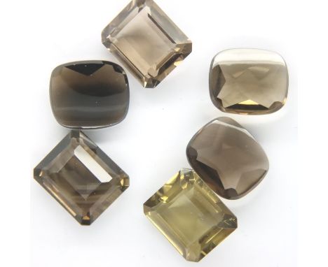 Six loose smoky quartz stones, largest 10 x 8 mm. P&amp;P Group 1 (£14+VAT for the first lot and £1+VAT for subsequent lots) 
