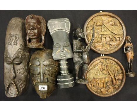 Mixed African carved wooden Tribal Art (8). Not available for in-house P&amp;P, contact Paul O'Hea at Mailboxes on 01925 6591